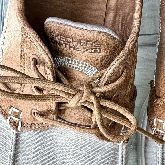 Skechers On-The-Go Flex Embark Tan Canvas & Leather Slip On Boat Shoes Size 9 - Picture 7 of 16